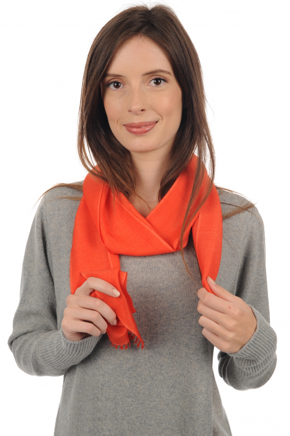 Cachemire et Soie pull femme scarva orange ensoleillee 170x25cm